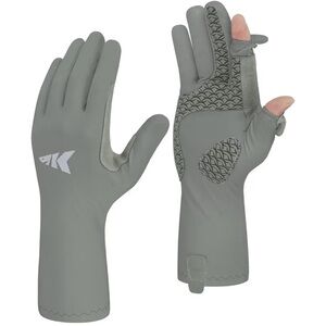 Gray Fishing Gloves with Grip